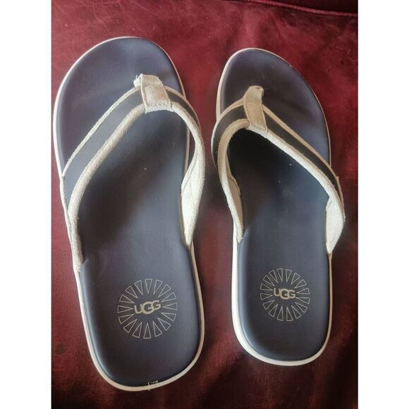 Ugg thong seaside  "flip flop" men's 12 blue / grey - Picture 1 of 3